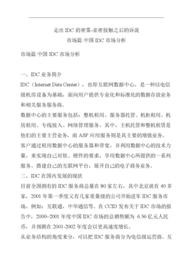 中國(guó)IDC市場(chǎng)深度分析及互聯(lián)網(wǎng)接入服務(wù)業(yè)務(wù)探析